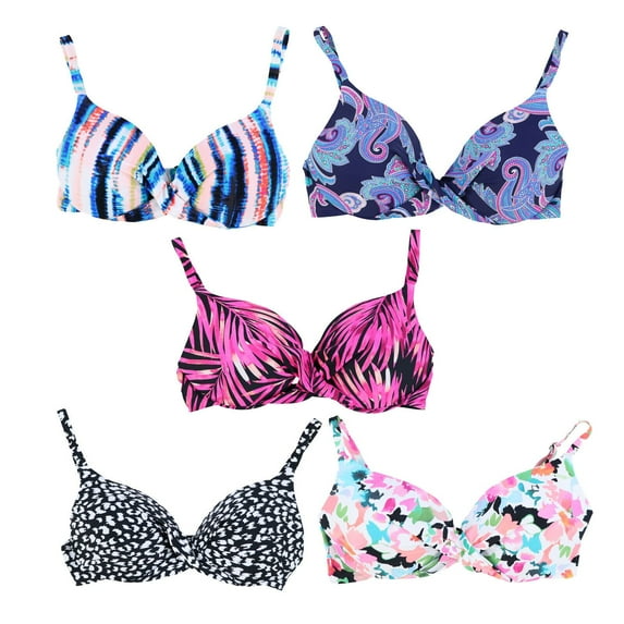 Island Escape Womens Bikini Top Push Up Twist Front Swimsuit Bathing Suit New