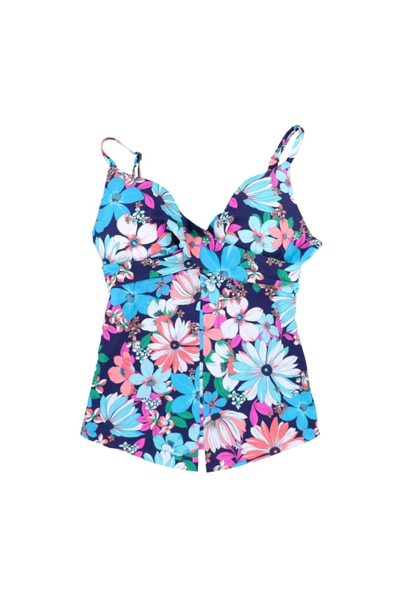 Womens Floral Print Underwire Tankini Swim Top