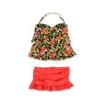 thumbnail image 1 of Island Escape Womens Floral Tiered Skirtini 2 Piece Tankini, Orange, 10, 1 of 2