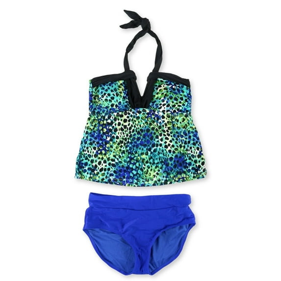 Island Escape Womens It's A Wrap High Waist 2 Piece Tankini, Blue, 14
