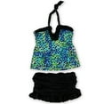 thumbnail image 1 of Island Escape Womens It's A Wrap Ruffled Skirtini 2 Piece Tankini, Black, 10, 1 of 2