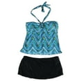 thumbnail image 1 of Island Escape Womens Multi Print Skirtini 2 Piece Bandini, Blue, 16, 1 of 2