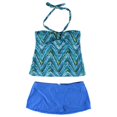 thumbnail image 1 of Island Escape Womens Patterned Skirtini 2 Piece Bandini, Blue, 12, 1 of 2