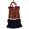 thumbnail image 1 of Island Escape Womens Print Ruffled Skirtini 2 Piece Bandeau, Orange, 8, 1 of 2
