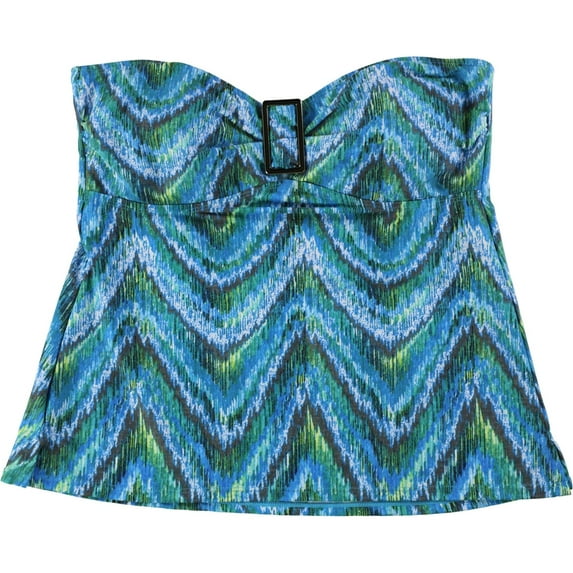 Island Escape Womens Printed Bandini Swim Top, Blue, 10
