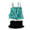 thumbnail image 1 of Island Escape Womens Ruffled Skirtini 2 Piece Bandeau, Green, 8, 1 of 2