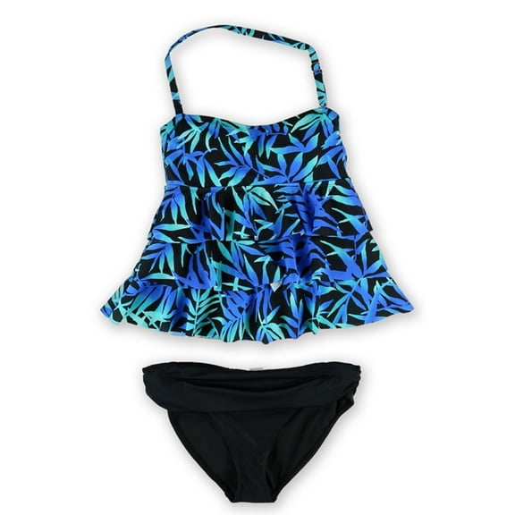 Island Escape Womens Tahiti Brief 2 Piece Bandeau, Green, 8