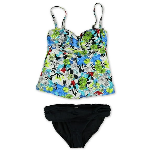 Island Escape Womens Tahiti Brief 2 Piece Bandini, Blue, 6