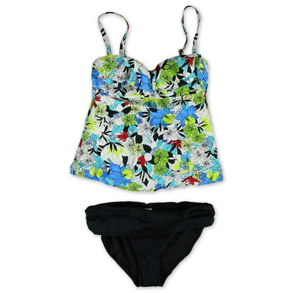 Island Escape Womens Tahiti Brief 2 Piece Bandini, Blue, 6