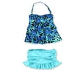thumbnail image 1 of Island Escape Womens Tahiti Ruffled Skirtini 2 Piece Bandeau, Green, 6, 1 of 2