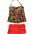 thumbnail image 1 of Island Escape Womens Tiered Ruffle 2 Piece Tankini, Red, 8, 1 of 2