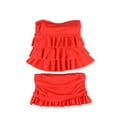 thumbnail image 1 of Island Escape Womens Tiered Ruffle Skirt 2 Piece Bandeau, Orange, 8, 1 of 2