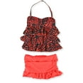 thumbnail image 1 of Island Escape Womens Tiered Ruffle Skirtini 2 Piece Bandeau, Orange, 6, 1 of 2