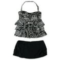 thumbnail image 1 of Island Escape Womens Tribal Tiered 2 Piece Bandeau, Black, 6, 1 of 2