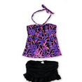 thumbnail image 1 of Island Escape Womens Tropical Ruffled Skirtini 2 Piece Bandeau, Purple, 10, 1 of 2