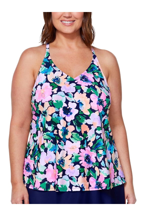 Plus Size Floral-Print Tankini Women's Swimsuit Multicolor 18W
