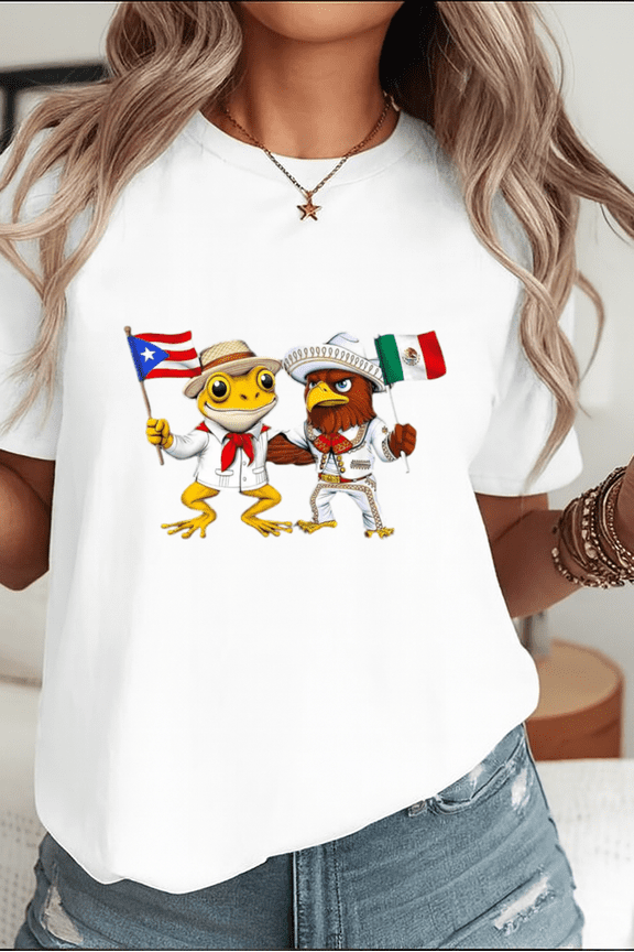 Island Frog Mexican Eagle Mexico Flag Boricua Heritage Unisex T-Shirt, up to Size 5XL