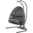 thumbnail image 1 of Island Gale Adult Steel Egg Hanging Chair with Cushion and U Shape Base, Black, 1 of 13