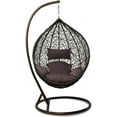 thumbnail image 1 of Island Gale Hanging Basket Chair Outdoor Front Porch Furniture with Stand and Cushion (Brown Wicker, Brown Cushion), 1 of 5
