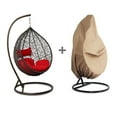 thumbnail image 1 of Island Gale Luxury Hanging Hammock Porch Rattan Wicker Swing Chair with Free Cover (Red) Outdoor Egg Chair with Cushion, 1 of 12