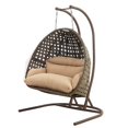 thumbnail image 1 of Island Gale Upgraded Luxury Double Seat Outdoor Patio Hanging Wicker Swing Chair W/Cushion and U Shape Base (Charcoal or Latte Color Option)), 1 of 13