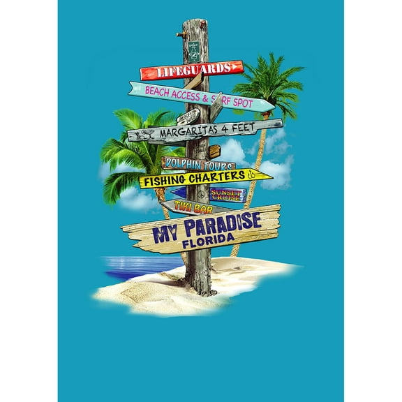 Island Gear Florida Sign Post 54x68 Cotton Velour Beach Blanket, Fl Sign, Size: One Size