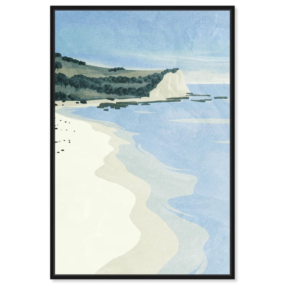 Island Getaway Vert Canvas Modern Beach Wall Art by Art Remedy, Black Frame, 10" x 15"