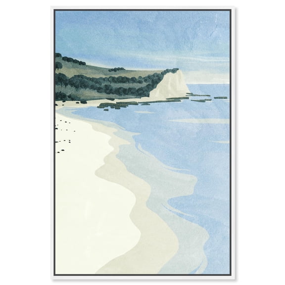 Island Getaway Vert Canvas Modern Beach Wall Art by Art Remedy, White Frame, 10" x 15"