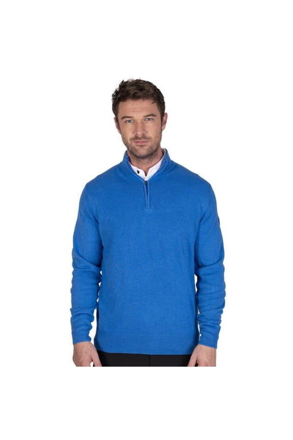 Mens Zip neck Knit Jumper - Marine - Small