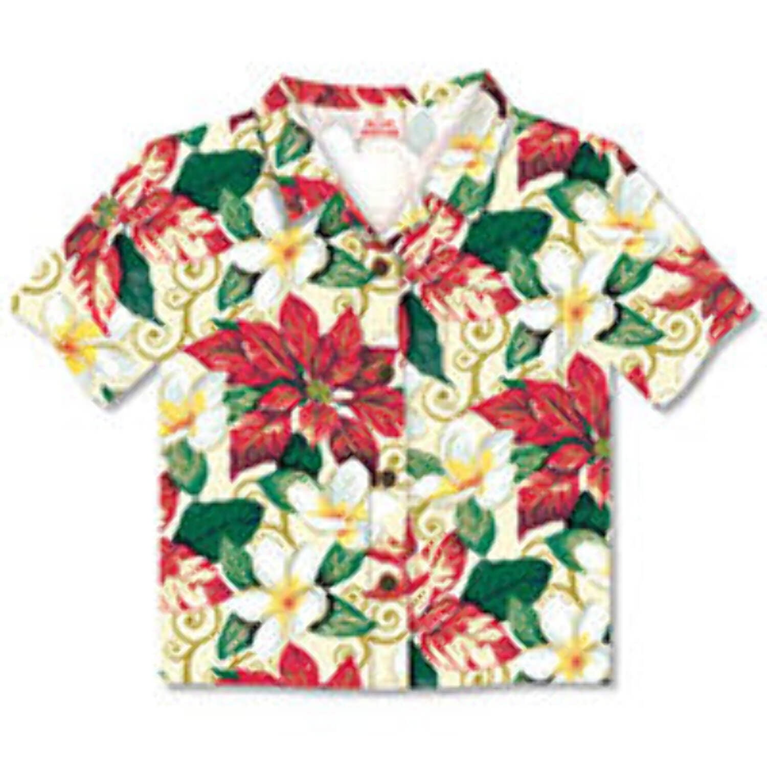 Festive Plumeria Aloha Shirt Christmas Cards- Box of 8