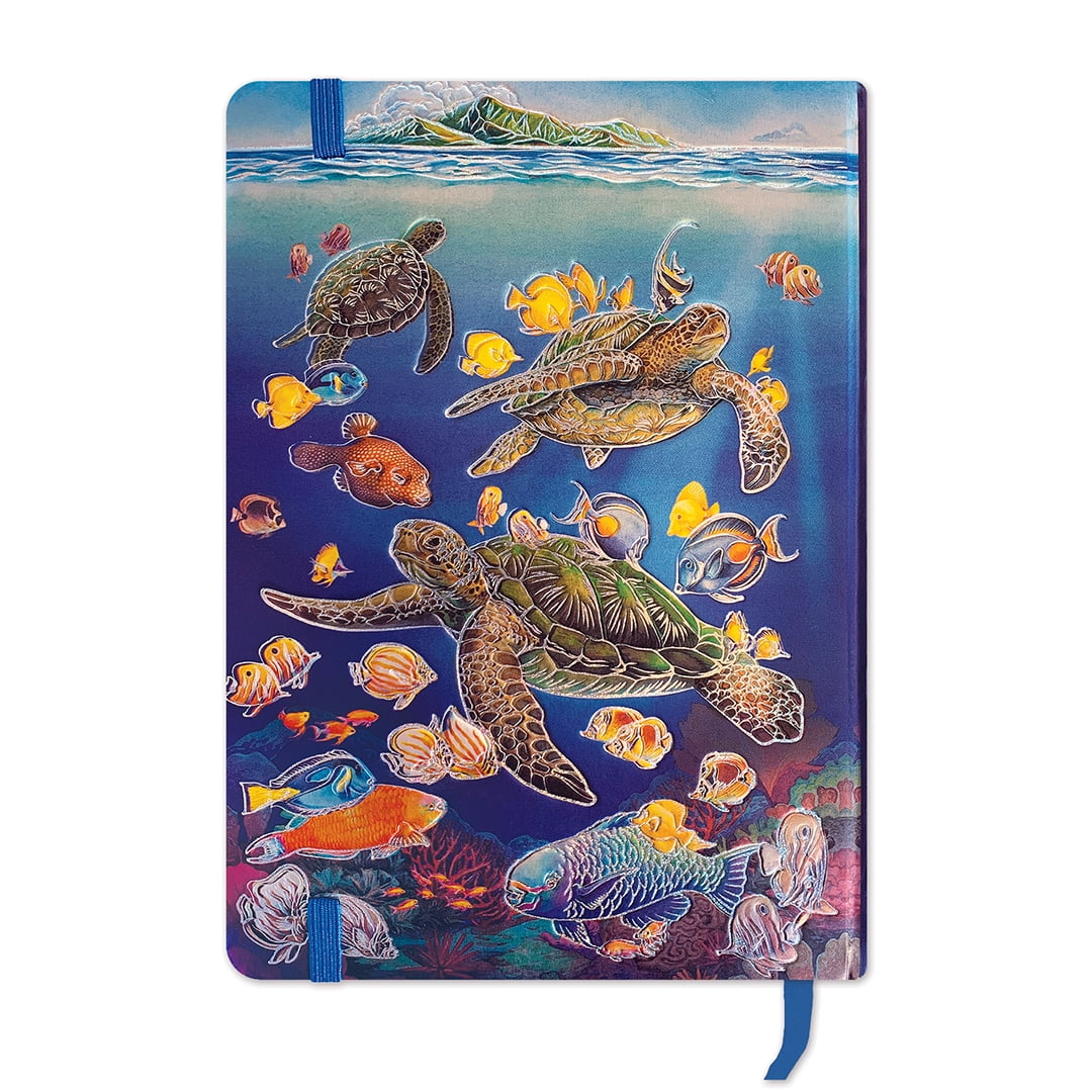 Island Heritage Hi Foil Notebook with Band Large, Ocean of Friends