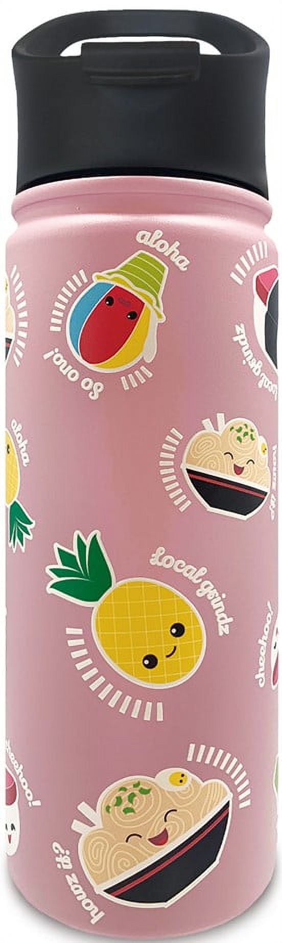 Island Heritage 18.6 oz Local Grindz Pink Stainless Steel Drinking Flask