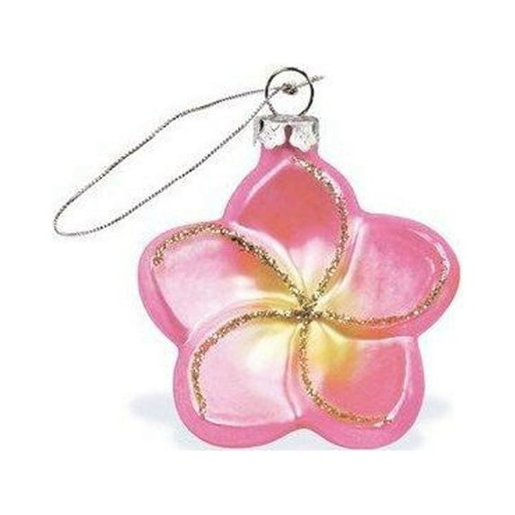 Island Heritage Pink Plumeria Collectible Glass Ornament