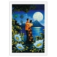 thumbnail image 1 of Island Honeymoon - Couple Moonlight Queen of the Night - Waikiki Beach Honolulu - From an Original Color Painting by Warren Rapozo - Fine Art Rolled Canvas Print 27in x 40in, 1 of 4