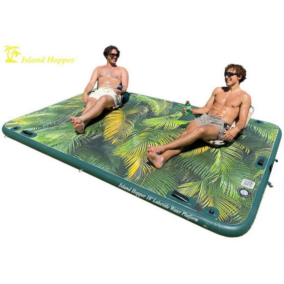 Island Hopper Lakeside Tropical Graphics Series 10ft Inflatable Floating Dock & Bouncer Slide