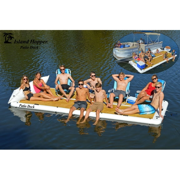 Island Hopper Patio Dock 15 Foot Inflatable Swimming Water Platform