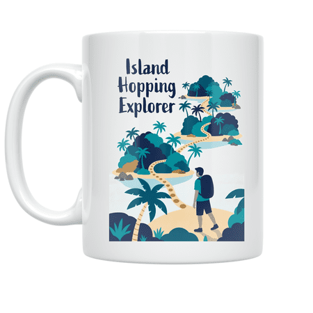 Island Hopping Explorer Design - Travel Enthusiast - 11 oz Ceramic Coffee Mug
