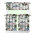 thumbnail image 1 of Island Horizon Kitchen Curtains with Sailboat and Palm Print, 3pcs Polyester 27.5x36in Valance and Tiers for Kitchen Décor, 1 of 6