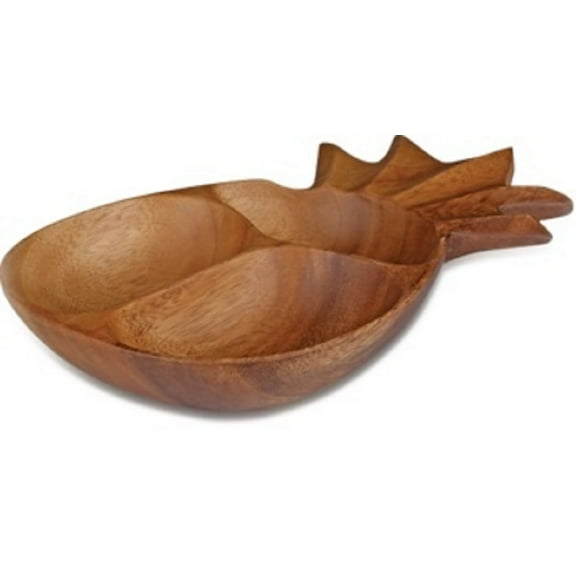 Island Imports Acacia 1.5"x7"x12" 3 Compartment Wooden Pineapple Tray