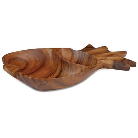 Island Imports Acacia Wood 2 Compartment 2"x8"x14" Oblong Pineapple Tray
