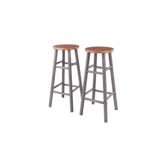 Island Interiors Bar Stools, 29", Gray & Teak