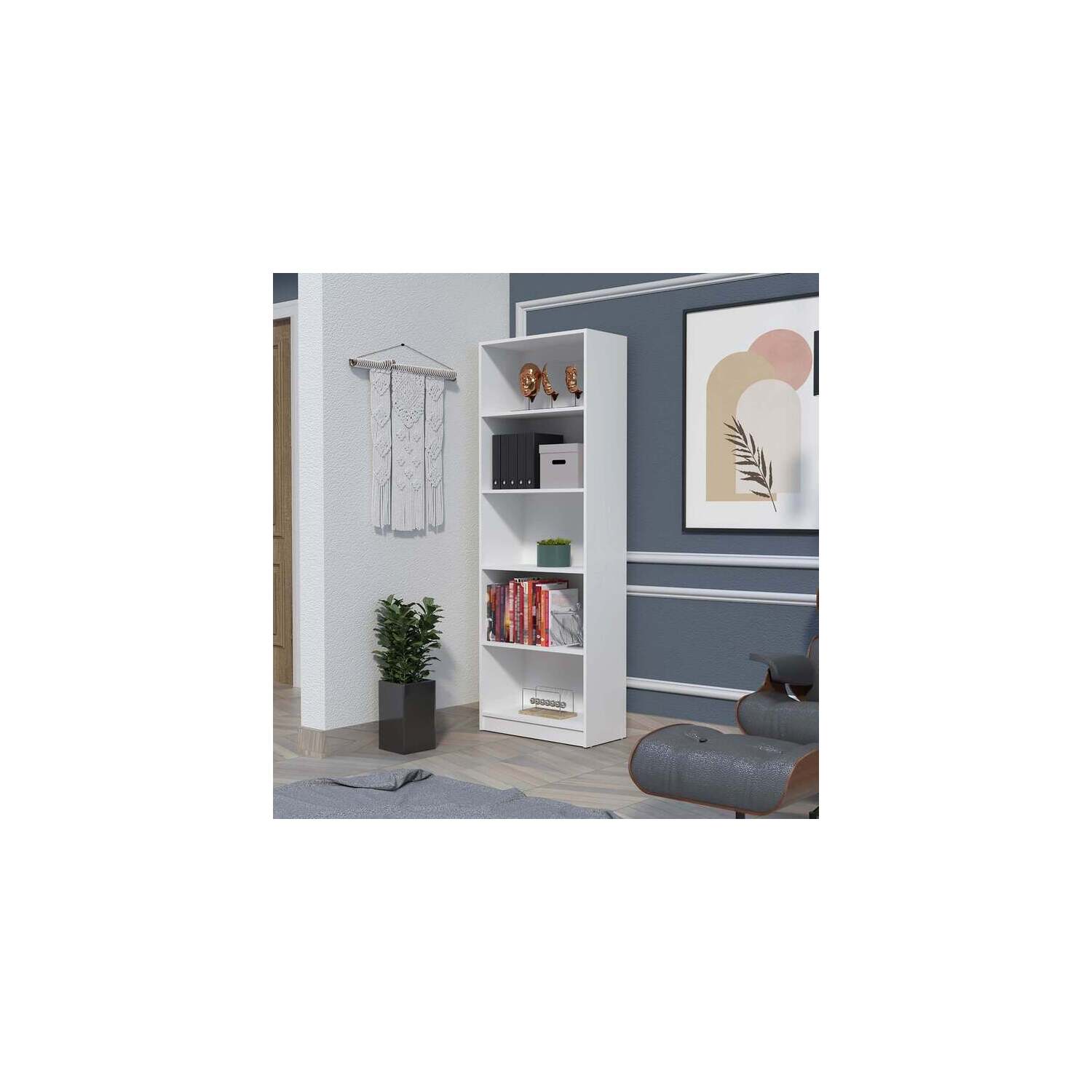 Island Interiors Bookcase with Storage and Multi-Level Shelves for ...