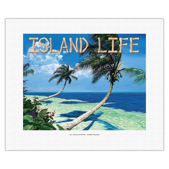 Island Life - Hawaiian Paradise Ocean View - From an Original Color Painting by Scott Westmoreland - Fine Art Rolled Canvas Print 11in x 14in