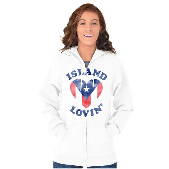 Island Lovin Puerto Rican Pride PR Zip Hoodie Sweatshirt Women Brisco Brands S