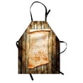thumbnail image 1 of Island Map Apron Treasure Map on Rustic Timber X Marks the Spot of Gold Nautical Pirates Concept, Unisex Kitchen Bib Apron with Adjustable Neck for Cooking Baking Gardening, Cream Brown, by Ambesonne, 1 of 3