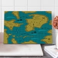 thumbnail image 1 of Island Map Cutting Board, Historical Adventure Map Pattern with Sail Boats Direction Route Track Graphic, Decorative Tempered Glass Cutting and Serving Board, Large Size, Orange Blue, by Ambesonne, 1 of 1