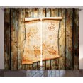 thumbnail image 1 of Ambesonne Pirate Curtains 2 Panel Set, Map on Grunge Timber, 108" x 90", Cream Brown, 1 of 3