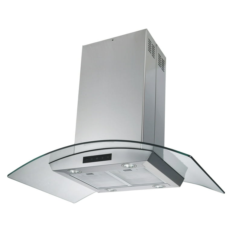 Kitchen Range Hood 30 inch Tempered Glass Touch LEDs Wall Mount Stainless  Steel