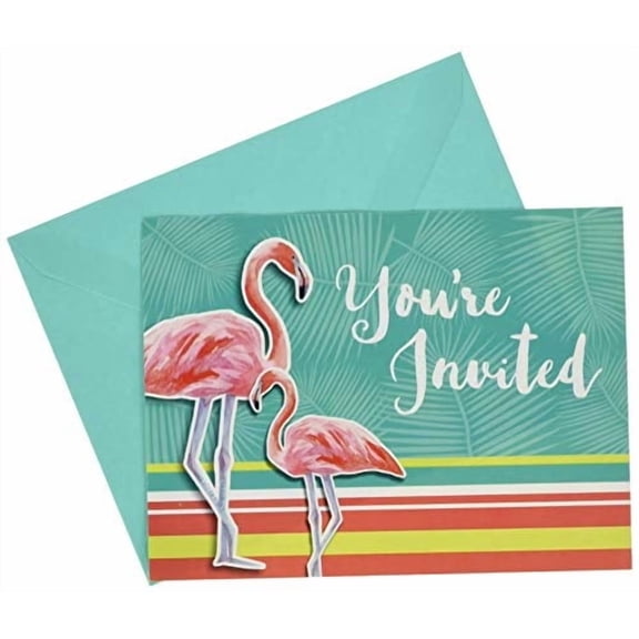 creative converting party invitations, island oasis (8-count)