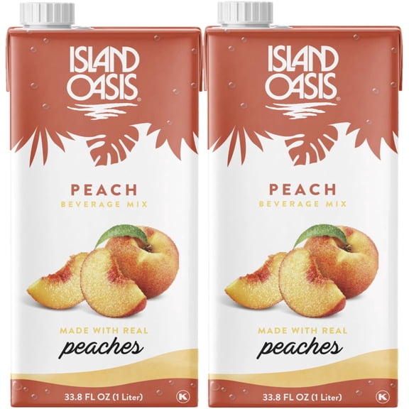 Island Oasis Peach Fruit Puree, 33.8 fl oz (1 Liter) Pack of 2